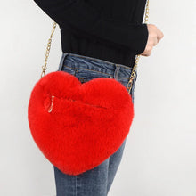 Load image into Gallery viewer, Fashion Women's Heart Shaped Handbags Cute Faux Fur Crossbody Bags  Lady Soft Plush Chain Shoulder Bag Shopper Totes
