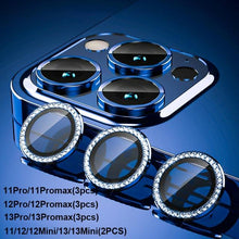 Load image into Gallery viewer, Diamond Camera Case For iPhone 14 13 Pro Max 12 Pro Max Camera Lens Protector Cover For iPhone11 Pro 12Pro Tempered Glass HD Clear Tempered Glass Camera Protector
