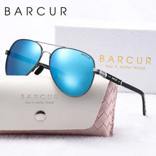 Load image into Gallery viewer, BARCUR Oversize Polarized Sunglasses for Women Trendy Double Beam Design Metal Elliptical Frame with UV400 Protection Fashionable Sun Glasses for Summer Outdoor &amp; Daily Wear
