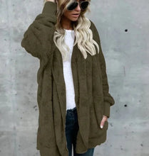 Load image into Gallery viewer, Double Fleece Plush Hooded Cardigan Jacket Women
