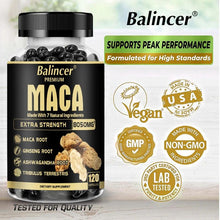 Load image into Gallery viewer, Maca Ginseng boosts energy needs and can help balance hormone levels, increase energy and support healthy motivation.
