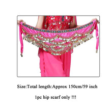 Load image into Gallery viewer, 1PC New Style Belly Dance Belt Newest Multi-color Glass Silk Velvet Dancing Belt Scarf Crystal BellyDance Waist Chain Hip Scarf
