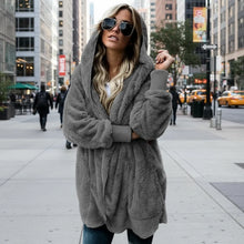 Load image into Gallery viewer, Double Fleece Plush Hooded Cardigan Jacket Women
