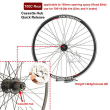 Load image into Gallery viewer, Cruiser Tour Bike Wheelset, Double Deck Rim, Front Wheel Disc, V Brake, Rear Back Wheels, Cassette and Screwed Hub, 36H, 700C
