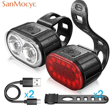 Load image into Gallery viewer, Cycling Bicycle Front Rear Light Set Bike USB Charge Headlight Light MTB Waterproof Taillight LED Lantern Bicycle Accessories
