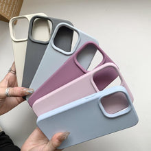Load image into Gallery viewer, Silicone Soft Thick Protective Rubber Phone Basic Case For iPhone 14 13 Pro Max Case Luxury Silicone Phone Case for iPhone Solid Color Classic Camera Protection Case
