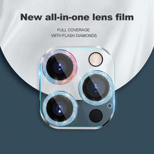 Load image into Gallery viewer, Glitter Camera Lens Protector For iPhone 14 Pro Max Tempered Glass iPhone 11 12 13 Pro Max 14 Plus 13 Mini Lens Protector Tempered Glass Camera Cover Anti Scratch Shockproof Screen Protector Individual Ring
