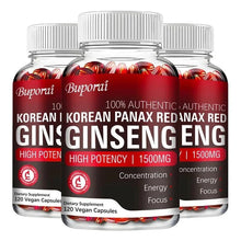 Load image into Gallery viewer, Korean Red Panax Ginseng Capsules - Increases Energy, Mood, Stamina &amp; Performance Supports Mental Health
