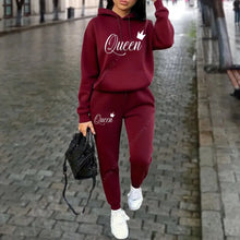 Load image into Gallery viewer, Women’s “Queen” Graphic 2-Piece Hoodie &amp; Pants Tracksuit Set
