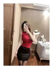 Load image into Gallery viewer, Black Slim Imitation Leather Pencil Mini Skirt High Waist Sexy Fashion Korean Short Skirts Women Wholesale Summer Sweet
