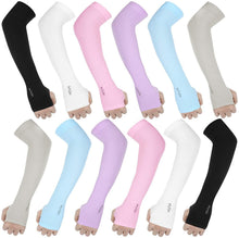 Load image into Gallery viewer, Unisex One Size Compression Cooling Sleeves UV Sun Protection Cooling Arm Sleeves With Thumb Hole Compression Sports Tattoo Cover Up Sleeve For Sports Long Arm Cover Anti-Slip Warmers Outdoor Sports Sunblock Cover
