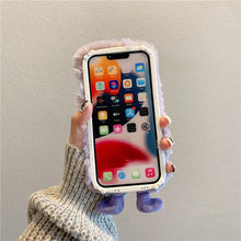 Load image into Gallery viewer, 3D Cute Hairy Fluffy Fur Plush Winter Warm Phone Case For iPhone 14 13 12 11 Pro Max Plus Soft Cartoon Back Cover  Cute Fuzzy Furry Case Fashion Luxury Case
