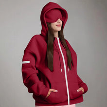 Load image into Gallery viewer, Women's Oversized Hoodies: Multi-Pocket Eyemask Sweatshirt
