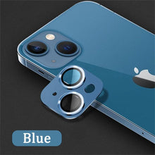 Load image into Gallery viewer, Camera Lens Metal Protector Glass For iPhone 14 13 Pro Max 13 Mini Back Lens Cap On iPhone 14 Plus Full Cover Protective Cases Metal Camera Cover with Tempered Glass Screen Protector
