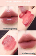 Load image into Gallery viewer, Double End Lip Glaze Full Gloss Mirror And Matte Velvet Long Term Color And Moisture Lip Gloss Anti Stain Cosmetic Lip Glaze
