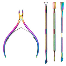 Load image into Gallery viewer, 4 Pcs/Set Professional Stainless Steel Nail Cutter Scissor Nippers Muti Function Cuticle Pusher Remover Nail Care Manicure Kits
