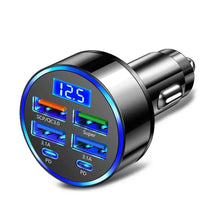 Load image into Gallery viewer, 66-250W PD Car Charger QC3.0 Fast Charge with Digital Display 4USB and 2PD Ports for Car Cigarette Lighter Plug
