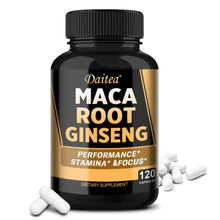 Load image into Gallery viewer, Black + Red + Yellow Maca Root Ginseng Extract Supplement for Men and Women, Natural Energy Support, Stamina, Focus
