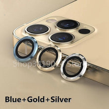Load image into Gallery viewer, Camera Lens Ring For iPhone 13 14 12 Pro Max Mini Full Cover Metal Ring Tempered Glass On iPhone13pro  Back Screen Protector Camera Tempered Glass Protective Film Aluminum Alloy Camera Lens Cover
