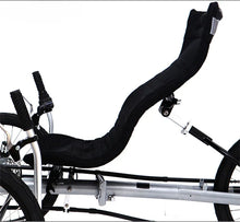 Load image into Gallery viewer, Lying on a tricycle, 3 shifting disc brakes, folding on a recumbent bike, casual commuting, riding a recumbent bicycle
