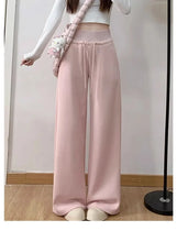 Load image into Gallery viewer, Gray High-Waist Loose Wide-Leg Straight Pants Women
