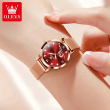 Load image into Gallery viewer, OLEVS Luxury Fashion Ladies' Watches Rose Gold Top Brand Original Quartz Watch for Women Stainless Steel Mesh Strap Love Dial
