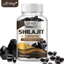 Load image into Gallery viewer, Shilajit &amp; Ginseng Supplement - Provides Energy and Endurance, Enhances Brain &amp; Memory, Immune Support - 120 Capsules
