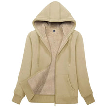 Load image into Gallery viewer, Sherpa-Lined Fleece Zip-Up Hoodie Jacket Women
