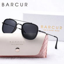 Load image into Gallery viewer, BARCUR Cool Oval Double Beam Fashion Sunglasses for Women &amp; Men Polarized Sunshade UV400 Protection Trendy Outdoor Eyewear with Exclusive White Brand Gift Box for Summer
