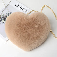 Load image into Gallery viewer, Fashion Women's Heart Shaped Handbags Cute Faux Fur Crossbody Bags  Lady Soft Plush Chain Shoulder Bag Shopper Totes
