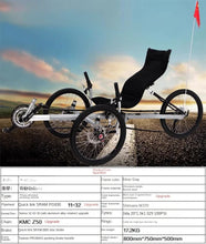 Load image into Gallery viewer, Lying on a tricycle, 3 shifting disc brakes, folding on a recumbent bike, casual commuting, riding a recumbent bicycle
