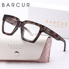 Load image into Gallery viewer, BARCUR Large Fashionable Frame Pink Reading Glasses for Women – Stylish Square Thick Frame Eyewear with Multi-Degree Options for Men &amp; Women – Lightweight Blue Light Blocking Computer Glasses with White Gift Box for Home Office &amp; Study
