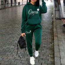 Load image into Gallery viewer, Women’s “Queen” Graphic 2-Piece Hoodie &amp; Pants Tracksuit Set

