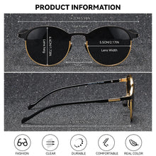 Load image into Gallery viewer, BARCUR Retro Polarized Fashionable Women’s Sunglasses – Elegant Black Circular Metal Frame UV400 Protection Stylish Travel Eyewear with Personalized Gift Packaging for Summer Days Girls and Women
