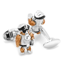 Load image into Gallery viewer, Moving Monkey Pirate with Hat and Sword Cufflinks
