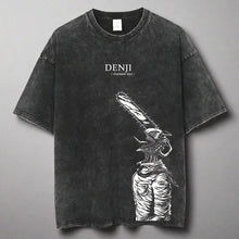 Load image into Gallery viewer, 🪚 Chainsaw Man Acid-Washed Vintage Graphic T-Shirt – Harajuku Streetwear
