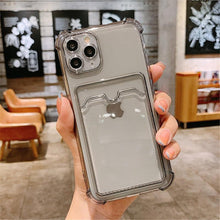 Load image into Gallery viewer, Simple Clear Silicone Wallet Case for iPhone 14 13 12 11 Pro XS Max X XR Shockproof Lens Protection Card Cover Shockproof Soft Bumper Clear Case Classic Stylish Case
