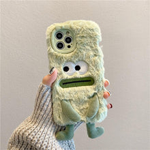 Load image into Gallery viewer, 3D Cute Hairy Fluffy Fur Plush Winter Warm Phone Case For iPhone 14 13 12 11 Pro Max Plus Soft Cartoon Back Cover  Cute Fuzzy Furry Case Fashion Luxury Case
