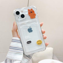 Load image into Gallery viewer, Transparent Cute Heart Pattern Phone Cases For iPhone 13 14 Pro Max Simple Luxurious Love Gradient Silicon Wallet Cover Card Holder Shockproof Bumper Protective Cover
