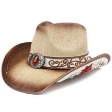Load image into Gallery viewer, 2026 Embroidery Horse Accessories Straw Cowboy Hat for Women Men – Western Sun Hat for Country Concert Rodeo and Cowgirl Hat
