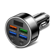 Load image into Gallery viewer, 66-250W PD Car Charger QC3.0 Fast Charge with Digital Display 4USB and 2PD Ports for Car Cigarette Lighter Plug
