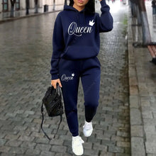 Load image into Gallery viewer, Women’s “Queen” Graphic 2-Piece Hoodie &amp; Pants Tracksuit Set
