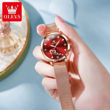 Load image into Gallery viewer, OLEVS Luxury Fashion Ladies' Watches Rose Gold Top Brand Original Quartz Watch for Women Stainless Steel Mesh Strap Love Dial
