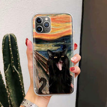 Load image into Gallery viewer, Black Cat Cartoon Cute For Iphone 11 13 14 Pro Max 12 Mini Phone Case X Xs Xr 6 6s 8 7 Plus Se 5 5s Cover Cute Funny Aesthetic Cat Design Pattern Silicone Soft Phone Case
