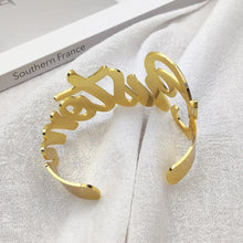 Load image into Gallery viewer, Custom Name Bangle for Women Stainless Steel Personalized Letter Adjustable Big Bangle Jewelry Girlfriend Gift Pulseira Feminina

