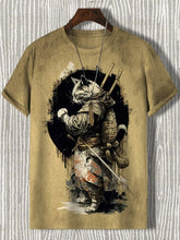 Load image into Gallery viewer, Samurai Cat Graphic T-Shirt – Japanese Style 3D Print Men's Tee

