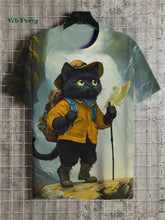 Load image into Gallery viewer, 🐱  3D Travel Cat Print T-Shirt – Playful Summer Streetwear
