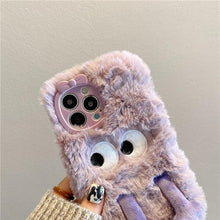 Load image into Gallery viewer, 3D Cute Hairy Fluffy Fur Plush Winter Warm Phone Case For iPhone 14 13 12 11 Pro Max Plus Soft Cartoon Back Cover  Cute Fuzzy Furry Case Fashion Luxury Case
