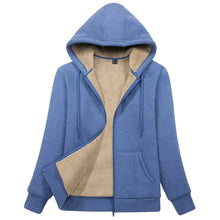 Load image into Gallery viewer, Sherpa-Lined Fleece Zip-Up Hoodie Jacket Women
