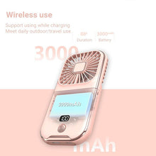 Load image into Gallery viewer, Mini Portable Outdoor Hand Fan Hanging Neck Fan USB Charging 3000mAh Battery Powered 180° Folding Wireless Table Air Cooling Fan 4 Adjustable Speed Portable Pocket Fan for Office Outdoor Travel
